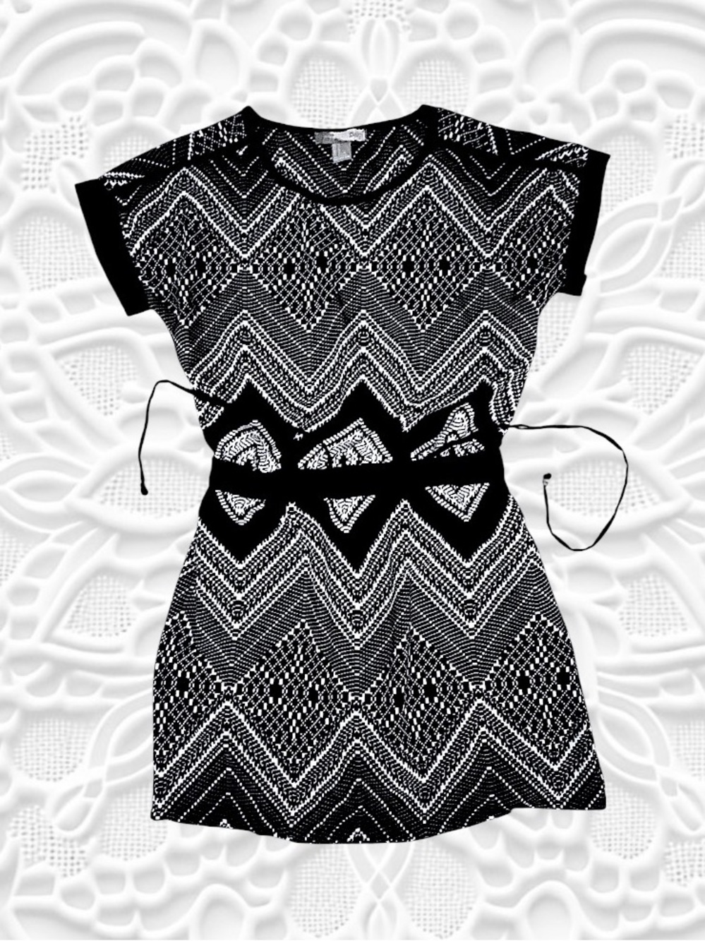 Love 21 Aztec Print Short Sleeve Drawstring Mini Dress